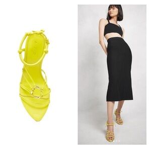 NIB AJE Mirage Leather Strappy Heel Sandal Size 7/37 Citrus Green